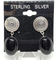 STERLING SILVER ONYX EARRINGS