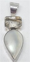 STERLING SILVER LARGE PENDANT W MOTHER OF PEARL