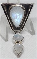 LARGE STERLING SILVER MOONSTONE PENDANT