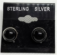 STERLING SILVER EARRINGS W ONYX STONES
