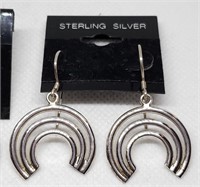 STERLING SILVER EARRINGS CONCENTRIC RAINBOW SHAPED