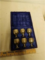 6 miniature silver? Goblets in padded case