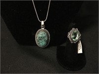 Turquoise Pendant Necklace & Aqua Quartz Size 6