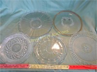5pc Vintage Glass Serving Trays
