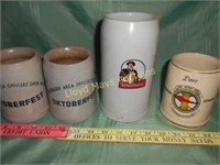 4pc Vintage Beer Steins - Germany / Military
