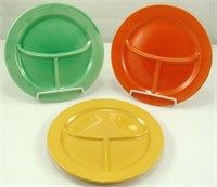 (3) VINTAGE FIESTA 10 1/2" COMPARTMENT PLATE