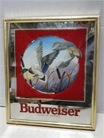 Metal framed Budweiser beer bar mirror