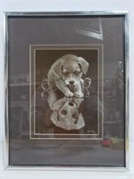 Framed Chaplan puppy reflection print