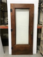 Large antique oak glass door w/ original hardware
