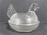Clear glass rooster dish