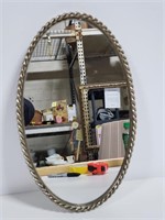 Small oval mirror w/ metal rope trim