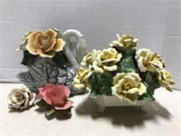 Italian Napolian Capodimonte porcelain flowers