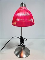 Metal desk lamp with pink shade