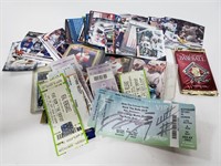Collection of sports trading cards & ticket stubs