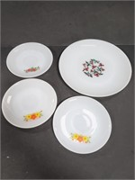 Fire King floral milk glass plates