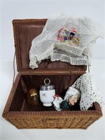 Woven basket with vintage goodies