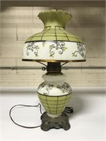 Vintage painted glass electric hurricane lamp