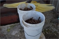 CT- 2- FIVE GALLON BUCKETS OF HORSE SHOES