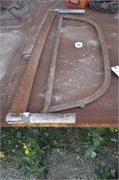 CT- VINTAGE 2 MAN SAW AND LARGE BOW SAW