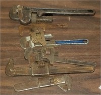 Lot Of Adjustable Wrenches Pipe Vintage