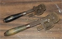 Pair Of Antique Adjustable Wrenches Wood Handles