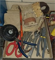 Box Lot Of Tools Wrenches Pliers Prybar & More