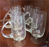 Set of Six Short Stemmed Glass Mugs