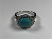 .925 CZ And Turquoise Ring