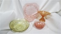 Glass Candy Dish,Pink Depression Glassware,