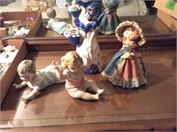(2) Lady Figurines,(2) Doll Figurines