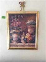 Gold Framed Picture,(2)  Sconces