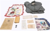 MILITARY GROUPING - COVERALL, PAPERS, PIN, ETC.