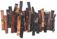 MENS BROWN & BLACK LEATHER WATCH BANDS - LOT OF 32