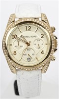 MICHAEL KORS LADIES GOLD TONE WHITE LEATHER WATCH