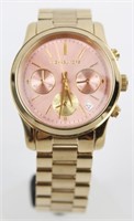 MICHAEL KORS GOLD TONE AND PINK LADIES WATCH