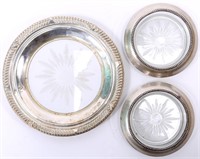FRANK M. WHITING STERLING SILVER GLASS COASTERS