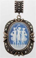 LADIES .925 STERLING SILVER VINTAGE CAMEO PENDANT