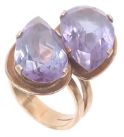 14K YELLOW GOLD SYNTHETIC ALEXANDRITE RING