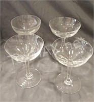 4 Baccarat Crystal Champagne Glasses
