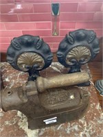 ANTIQUE COAL IRON & PR OF VICTORIAN FIRE DOGS