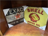 SHELL & TEXACO GLASS PICTURES 25CM X 20CM