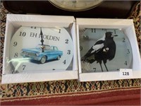 EH HOLDEN & MAGPIE SMALL GLASS CLOCK-new