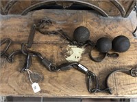 2X REPRO LEG  IRONS AND 3X CANNON BALLS