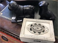 PUG BOOKENDS AND PUG STATUE +