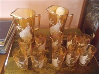 Golden Peacock Glasses & Water Pitchers