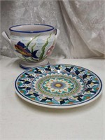 Large bowl and colorful platter