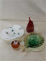 4 Murano style art glass pieces