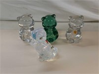 5 cute glass bears and a duck