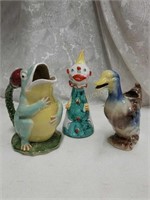 Whimsical frog, duck & clown