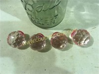4 large pink crystal style knobs